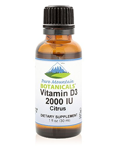Pure Mountain Botanicals Flavored Vitamin D Drops  Orange and Lemon Flavored Liquid Vitamin D3-2000iu per Serving - 1oz Bottle