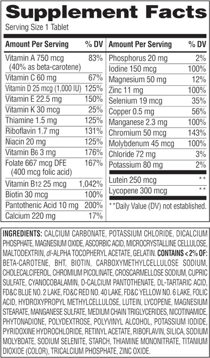 Equate Mature Adult 50+ One Daily Complete Multivitamin Compare to Centrum Silver (400 Ct)
