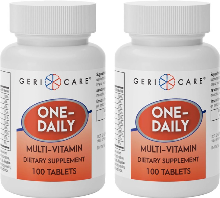 GeriCare One-Daily Multi-Vitamin Tablet, 100 Count Adult Multivitamin Supplement | Easy-to-Take Dietary Supplement with Vitamins A, C, D3, B, Calcium
