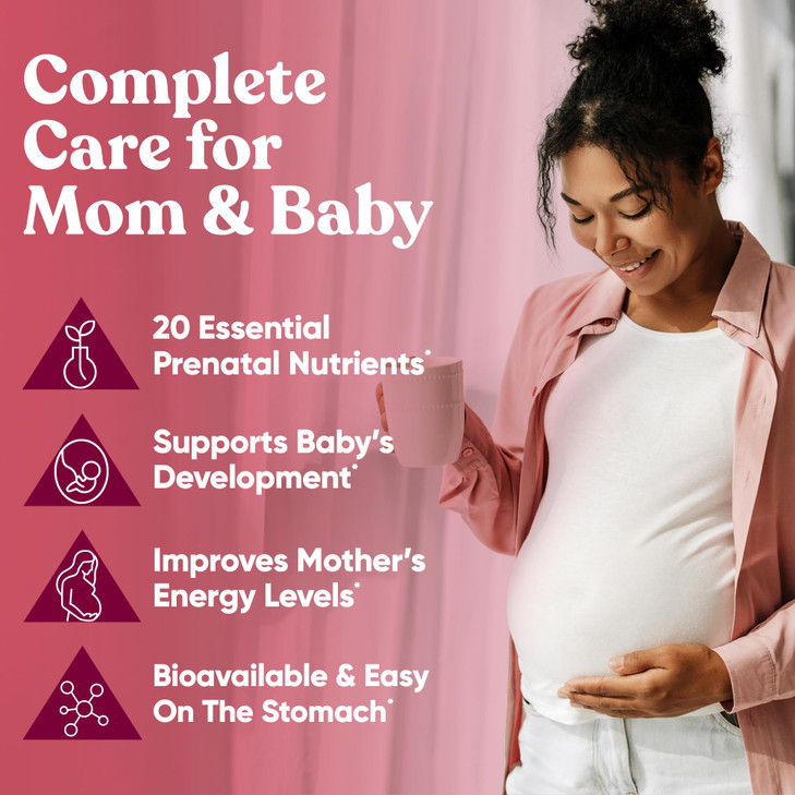 Eu Natural Glow Prenatal Vitamins for Women - 20-in-1 Prenatal Multivitamin with Folate & Vegan DHA - Supports Healthy Pregnancy, Fetal Development &