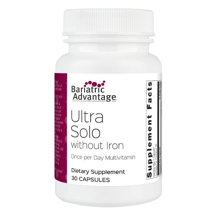 Bariatric Advantage Ultra Solo Without Iron - Once-Per-Day Daily Multivitamin - for Bariatric Patients - with Thiamin, Vitamin A & More - Gluten Free