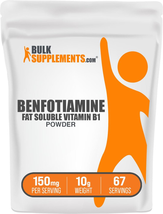 BulkSupplements.com Benfotiamine Powder - Vitamin B1 Benfotiamine Supplement, Fat Soluble B1 Vitamin - Gluten Free, 150mg per Serving, 10g (0.35 oz)