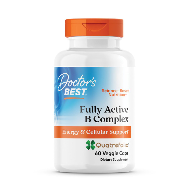 Doctors Best Fully Active B Complex, Energy & Cellular Support, Non-GMO, Gluten Free, Soy Free, Vegan 60 Veggie Caps