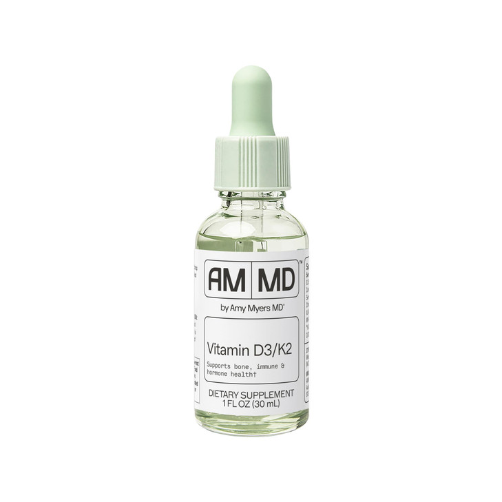 Amy Myers MD Vitamin D3/K2 Liquid - Supports Bone Health, Immune Function & Hormone Balance - High Absorption - Non-Dairy, Gluten-Free - 1 fl oz (30