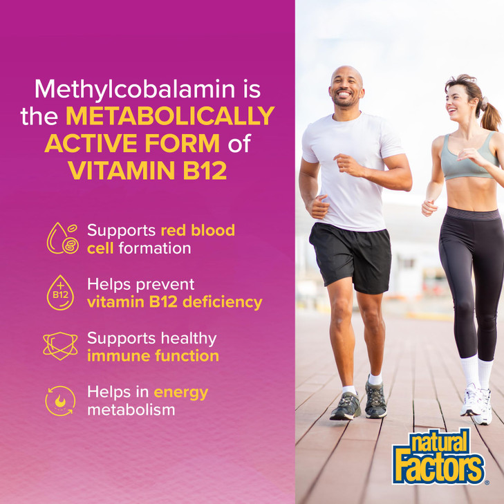 Natural Factors Methylcobalamin 10,000 mcg - Vitamin B12 Supplement in Metabolically Active Form - Supplement Supports Cll Formation & Energy Product