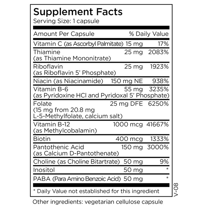 MethylPro B Complex + L-Methylfolate 15 mg - Bioavailable Methylated Vitamin Blend - Supports Energy and Stress - Vegetarian & Hypoallergenic - 30 Se