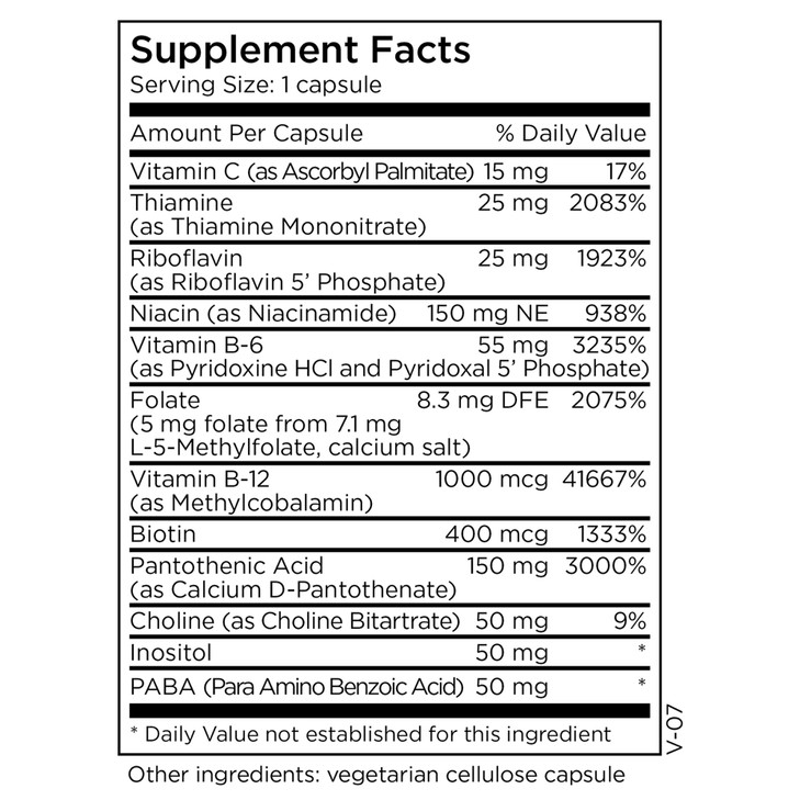 MethylPro B Complex + L-Methylfolate 5 mg - Bioavailable Methylated Vitamin Blend - Supports Energy and Stress - Vegetarian & Hypoallergenic - 30 Ser