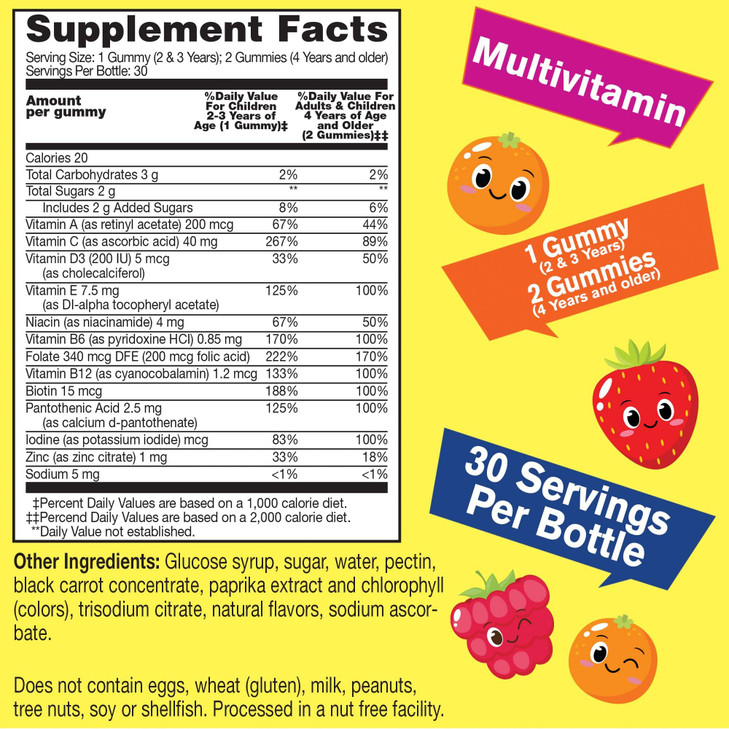 WellYeah Kids Multivitamin Gummies | Vitamin C, D3, E, A, B6, B12, Biotin, Zinc, Folic Acid, Iodine, and Niacin | Immune and Energy Support | Orange