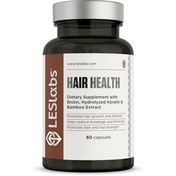 LES Labs Hair Health  Hair Growth & Nails Supplement, Improved Thickness, Strength & Fullness  Keratin, Biotin, Pumpkin Seed & MSM  60 Capsules