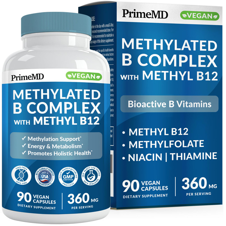 Methylated B Complex with Methylfolate and B12 Methylcobalamin 1000 mcg - Methylated Multivitamin for Energy, Brain Function, and Wellness - Vitamin