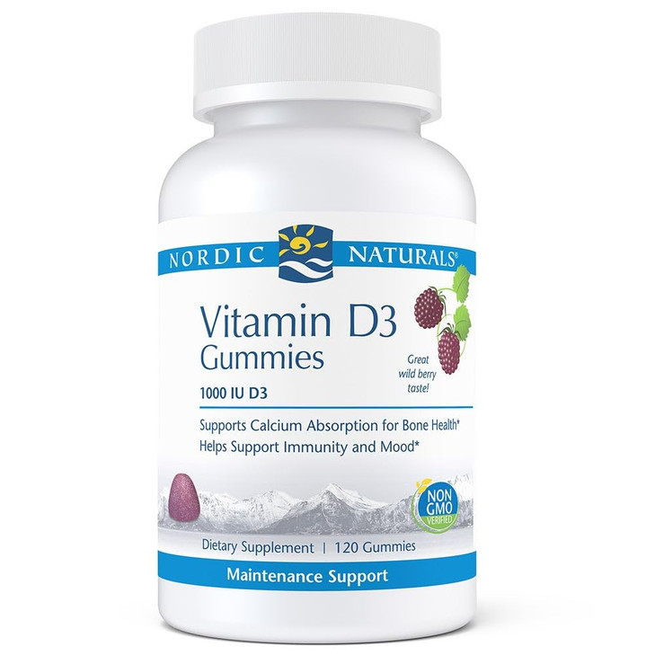 Nordic Naturals Pro Vitamin D3 Gummies, Wild Berry - 120 Gummies - 1000 IU Vitamin D3 - Great Taste - Healthy Bones, Mood & Immune System Function -