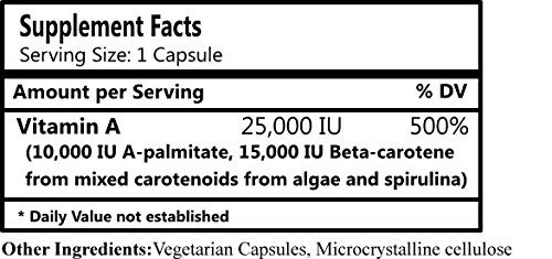 Daily Manufacturing Nutra-A Plus (Vitamin A-Palmitate & Beta-Carotene) 100 Vegetarian Capsules