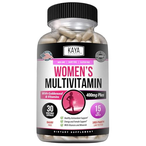 Kaya Naturals Women's Multivitamin, Overall Healthy Antioxidant, and Immune Support, Vitamins A, D, C, E, Biotin, Folic Acid, & Multi-Mineral, Energy