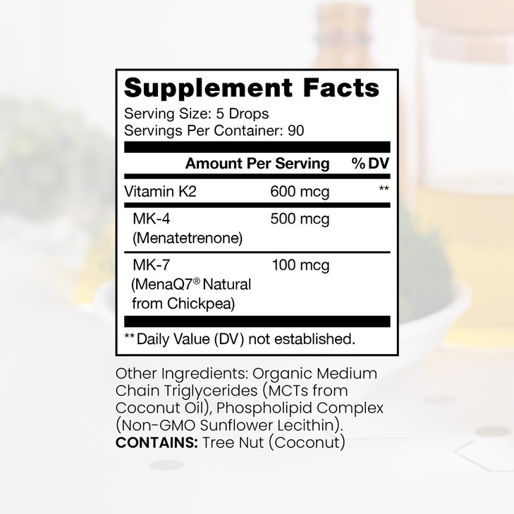Pure Therapro Rx Ultimate K2 Supplement | Liquid Liposomal Vitamin K2 Drops | 90 Servings | 600mcg Vegan K2 as MK4 & MenaQ7 MK7 | Supports Bone Healt