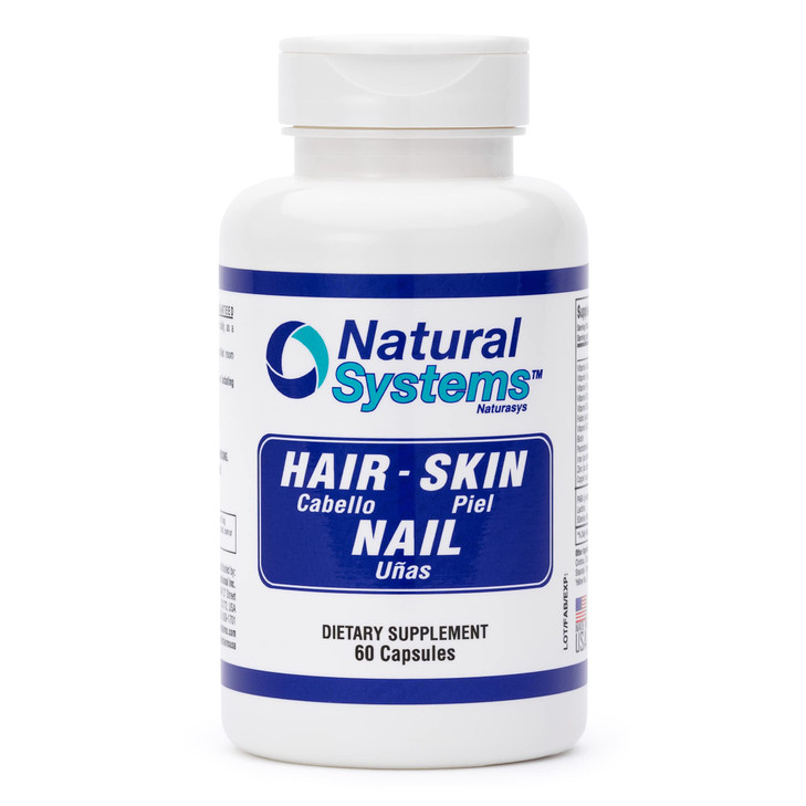 Hair Skin and Nails Supplement 60 Capsule by Natural Systems - Strong Nails and Hair Growth Vitamins for Women and Men - Natural Biotin Hair Skin and
