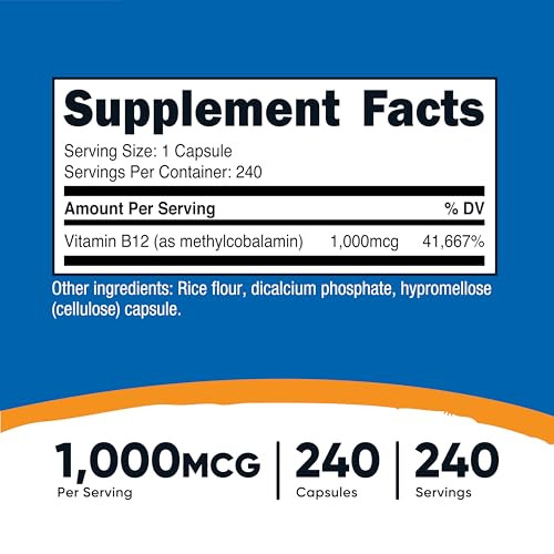 Nutricost Vitamin B12 (Methylcobalamin) 1000mcg, 240 Capsules - Vegetarian, Non-GMO & Gluten Free B12 Supplement