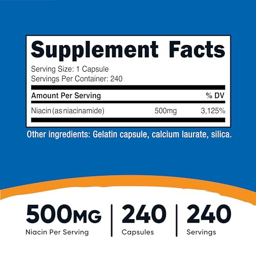 Nutricost Niacinamide (Vitamin B3) 500mg, 240 Capsules - Non-GMO, Gluten Free, Flush Free Vitamin B3