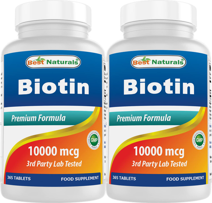 Best Naturals Biotin (Also Called Vitamin B7), 10,000 mcg 365 Tablets (365 Count (Pack of 2))