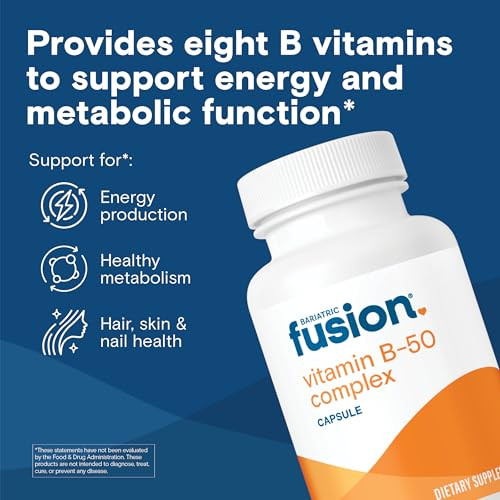 Bariatric Fusion Vitamin B-50 Complex | Vegan B Complex Vitamins for Women and Men | Easy to Swallow Vitamin B Complex Capsule | 8 B Vitamins Includi
