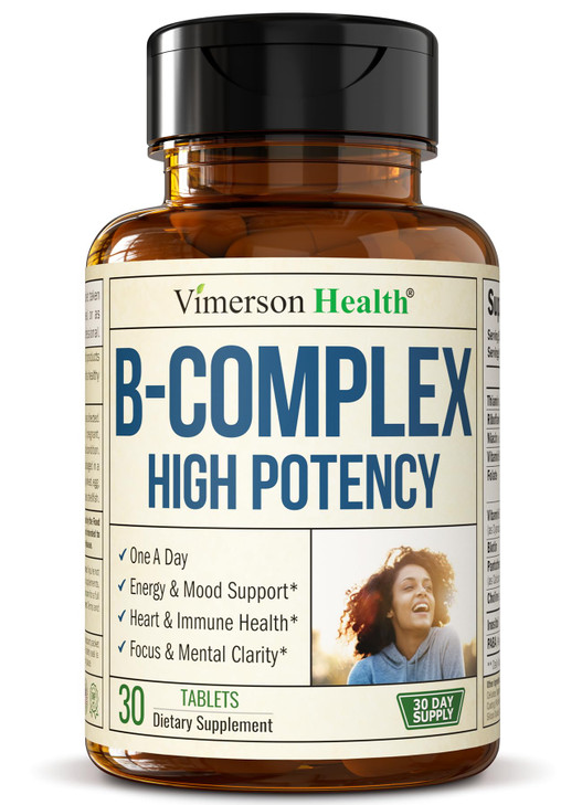 Vitamin B Complex with Vitamin B12, Niacin, Vitamin B2, Vitamin B6, Folic Acid 400mcg. B Complex Vitamins for Women & Men. Aids Mood, Energy, Nervous