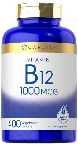 Carlyle Vitamin B12 1000 mcg | 400 Tablets | Vegetarian, Non-GMO, Gluten Free Supplement