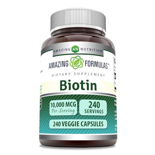 Amazing Formulas Biotin 10000 mcg Veggie Capsules | Vitamin B7 Supplement | Non-GMO | Gluten Free | Made in USA (240 Count)