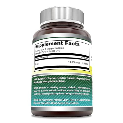 Amazing Formulas Biotin 10000 mcg Veggie Capsules | Vitamin B7 Supplement | Non-GMO | Gluten Free | Made in USA (240 Count)