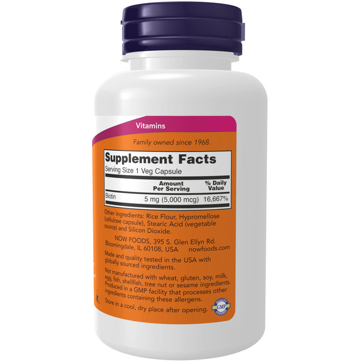 NOW Foods Biotin 5000 mcg Capsules, 120 Count
