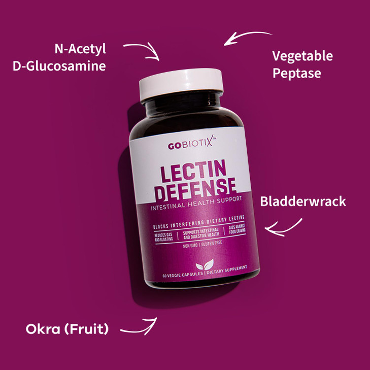GOBIOTIX Lectin Defense - Lectin Blocker Supplement for Leaky Gut with MSM and Digestive Enzymes - Aids in Intestinal Health for Women and Men - Non-