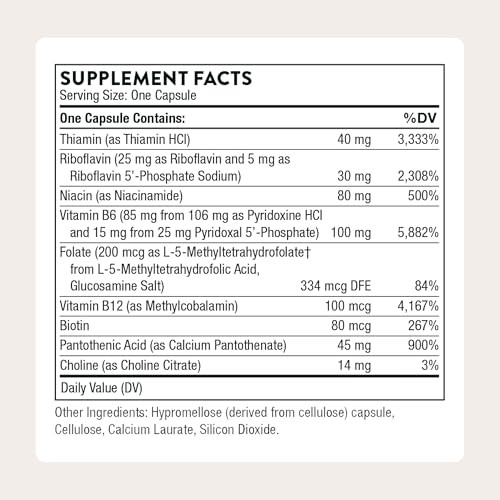 THORNE - B-Complex #6 - Vitamin B Complex with Active Forms of Essential B Vitamins & Extra B6-60 Servings