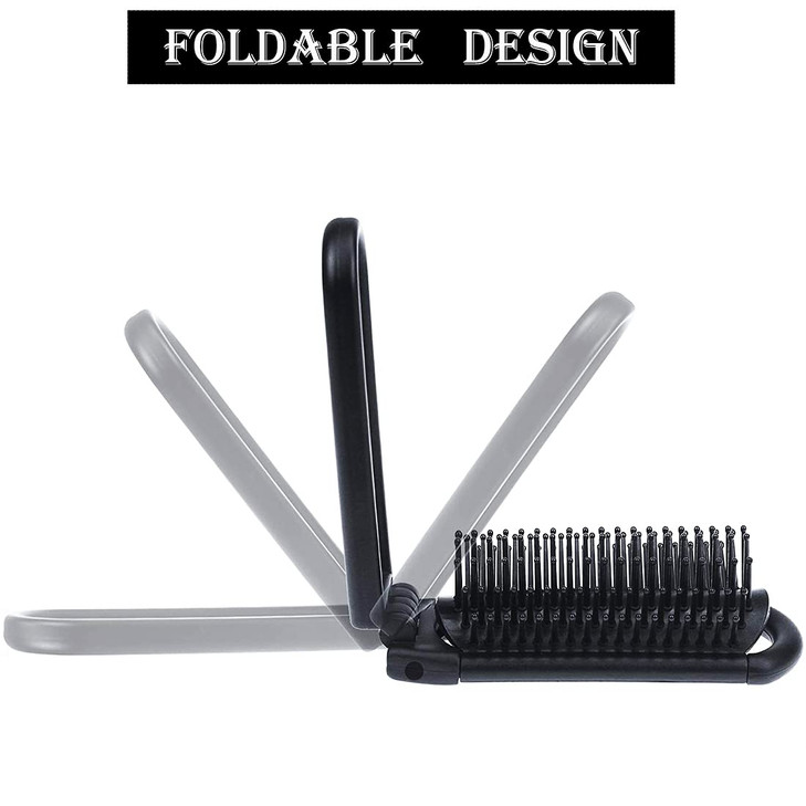 Louise Maelys 4pcs Colorful Portable Folding Hair Brush with Mirror Compact Pocket Comb for Travel Gift Idea