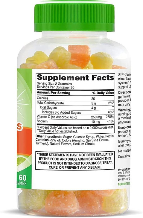 21st Century VitaJoy Daily C 250 mg Gummies, Citrus, 60 Count