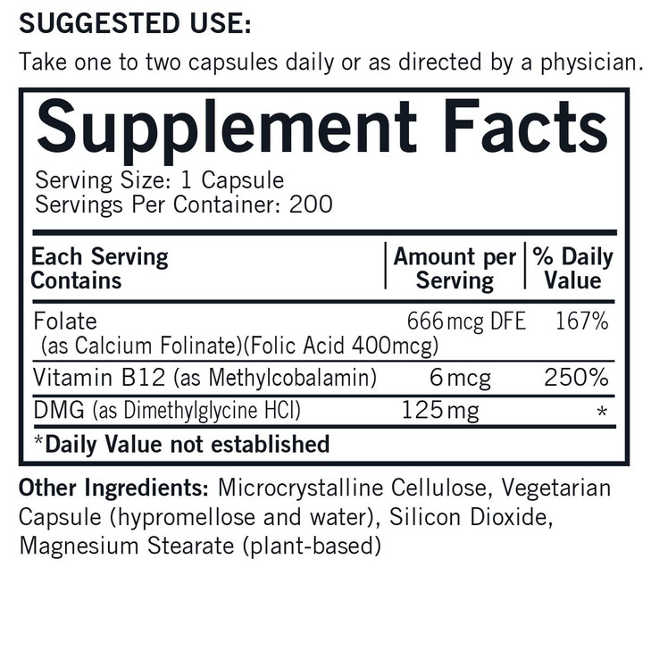 DMG 125 mg with Folate and Methyl B12