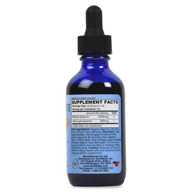 Good State Vitamin B12 Liquid Mineral Supplement | Vegan, Organic and Professional Grade B12 Vitamins Sublingual Liquid | Nano-Ionic for Optimal Abso
