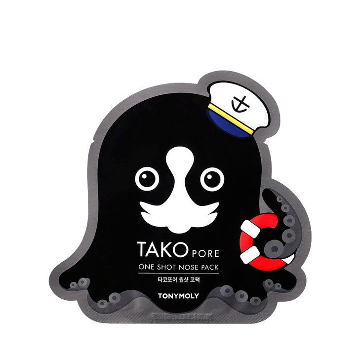 TONYMOLY Tako Pore One Shot Nose Pack | Korean Blackhead & Pore Strip for Nose | Deep Cleansing Charcoal Mask Removes Blackheads & Sebum | Marine Pla