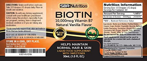 MAX Absorption Biotin Liquid Drops, 10000mcg of Biotin Per Serving, 60 Serving, No Artificial Preservatives, Vegan Friendly, Supports Healthy Hair Gr