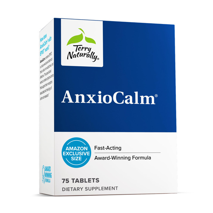 Terry Naturally AnxioCalm - 75 Tablets - Fast-Acting, Non-Drowsy, Non-Addictive Formula - Safe for Adults & Children 4+ Years - Non-GMO - 37 Servings