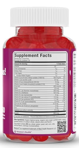 Maxi Health Women's Organic Prenatal Gummies - Kosher Cherry Flavored Pre Natal Gummy - Prenatal Vitamins for Women with Folic Acid and Iron for Feta