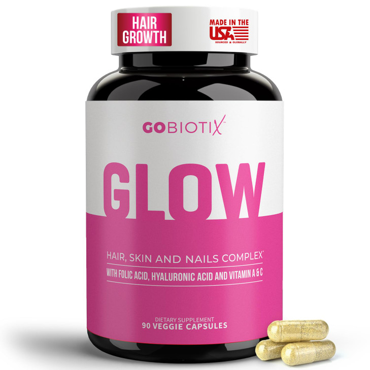 GOBIOTIX Hair Skin and Nails Vitamin Supplement - 10000mcg Biotin Pills with Hyaluronic Acid, Folate, Iron, Magnesium, and Zinc - Collagen Production
