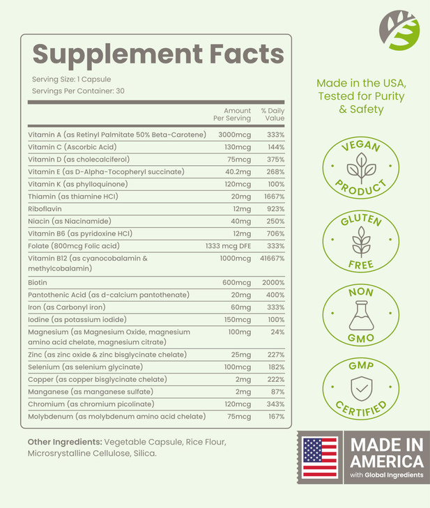BariSlim Once Daily Bariatric Multivitamin Capsule - 60mg of Iron - Bariatric Vitamin & Supplement for Post Surgery Including Gastric Bypass & Gastri