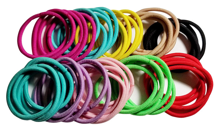 Elastic Hair Ties Bands, Small Seamless Ponytail Holders Ties - Mixed Cute Colors (50 Count, Large Beauty Pony'Os Pony Holder Rubber Bands)