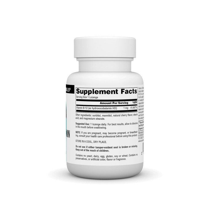 Source Naturals HydroxoCobalamin, Vitamin B-12, 1 mg - 60 Cherry Flavored Lozenges