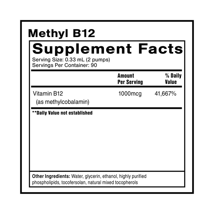 Quicksilver Scientific Methyl B12-1000mcg Vitamin B12 as Methylcobalamin - with Nano Technology for Superior Absorption - Supportive Energy Supplemen
