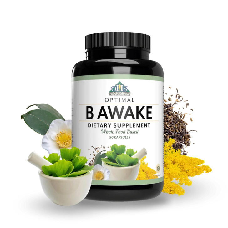 Optimal Health Systems B Awake | Super B Vitamin/Energy Blend & Whole Foods + Enzymes & Probiotics for Absorption | 90 Capsules