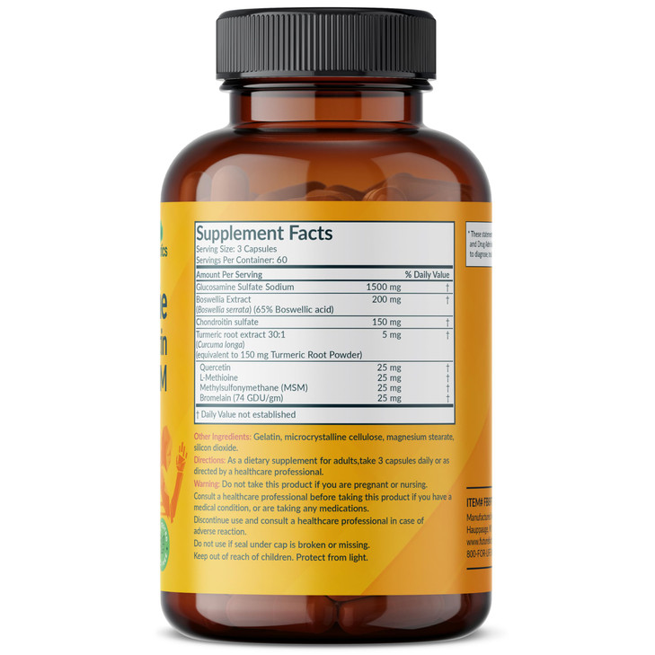 Futurebiotics Glucosamine Chondroitin Turmeric & MSM Advanced Joint Formula, Supports Healthy Joints & Mobility - Non-GMO, 180 Capsules