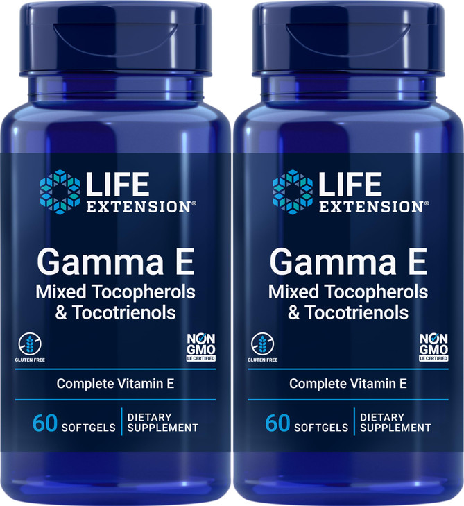 Life Extension Gamma E Mixed Tocopherols & Tocotrienols 60 Softgels (Pack of 2)