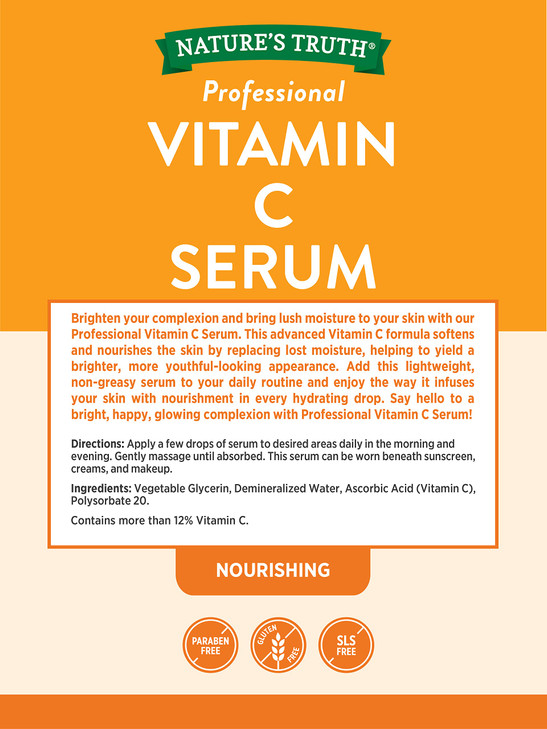 Nature's Truth Vitamin C Serum 2 oz | Oil For Face & Skin | Nourishing & Unscented