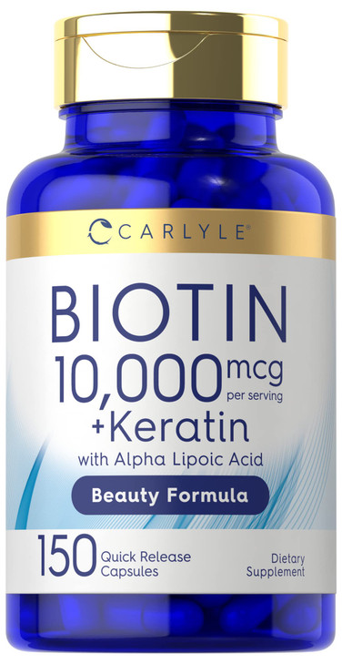 Carlyle Biotin 10000mcg | 150 Capsules | Beauty Formula with Keratin | Non-GMO, Gluten Free Supplement