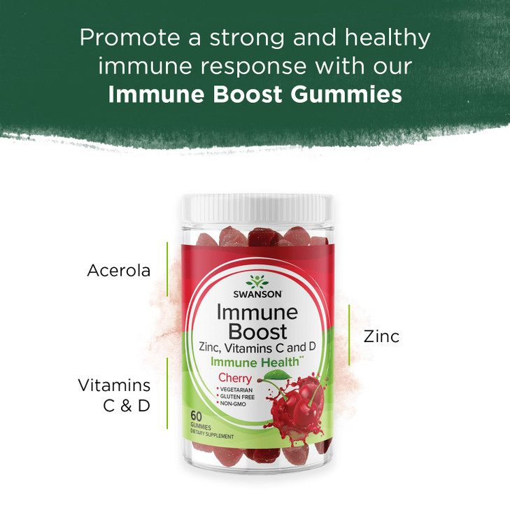 Swanson Immune Boost Gummies with Acerola, Zinc, and Vitamin C & D - All Natural Supplement Promoting A Healthy Immune System - Helps to Support A He