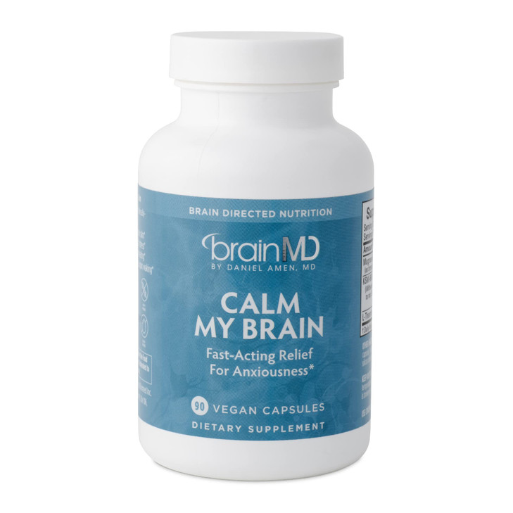 BRAINMD Dr Amen Calm My Brain - 90 Vegan Capsules, Pack of 2 - Fast-Acting Formula with Magnesium, Ashwagandha & L-Theanine - 60 Total Servings